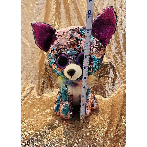 Ty FLIPPABLES Yappy the Chihuahua  Sequins Medium 10" Plush Beanie Boos 2018 P7 - Picture 5 of 5